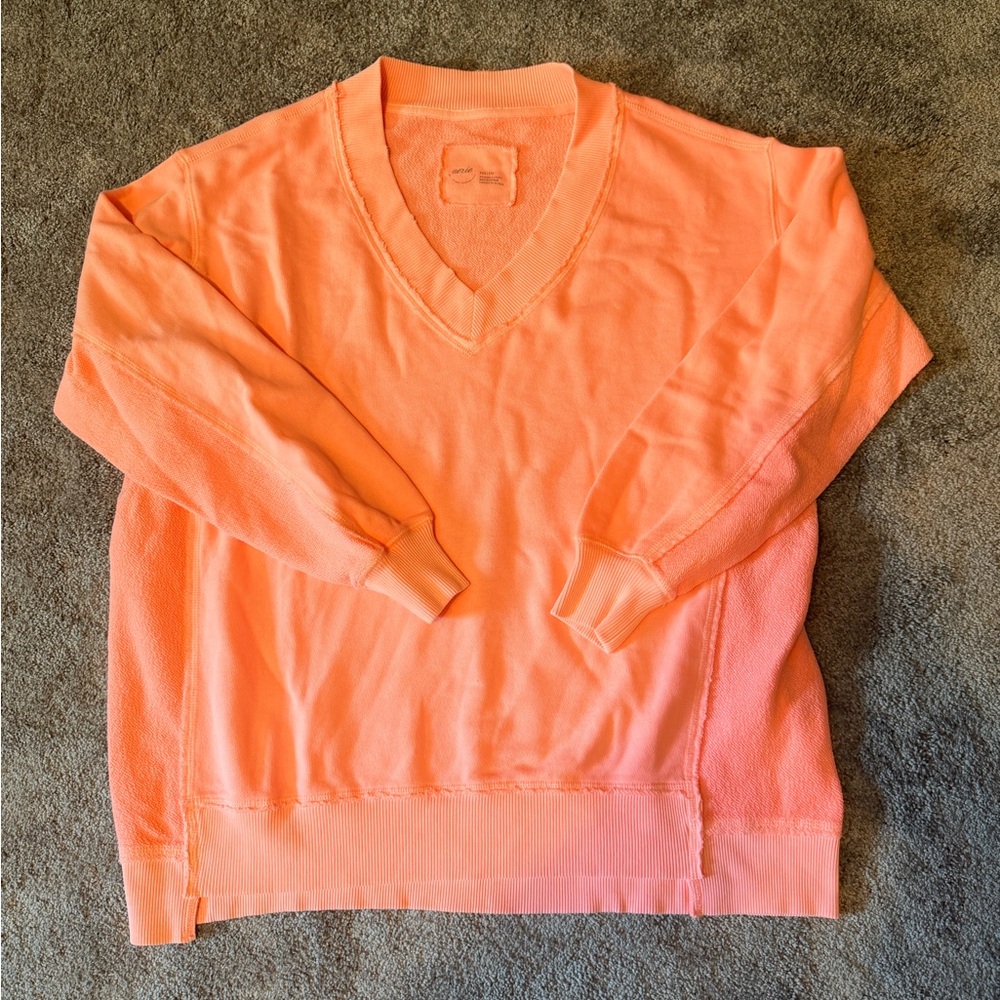 Aerie Coral Textured Knit Top